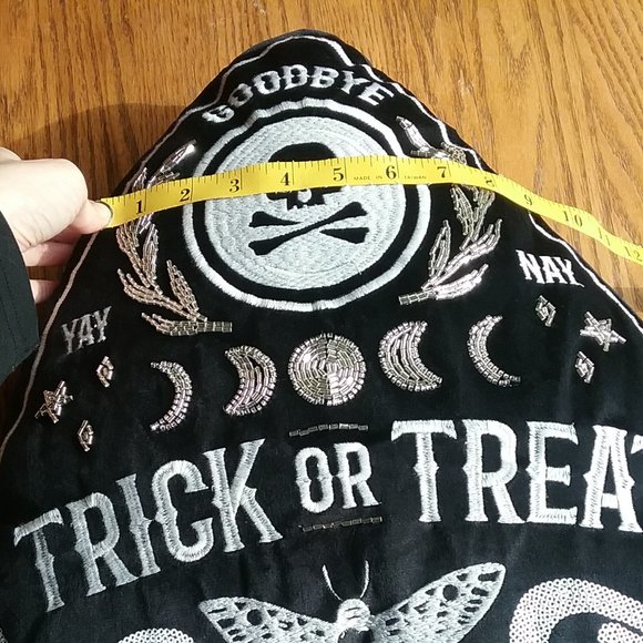 NWT Black Velvet Goth Boho Oija Embellished Pillow - Picture 13 of 16